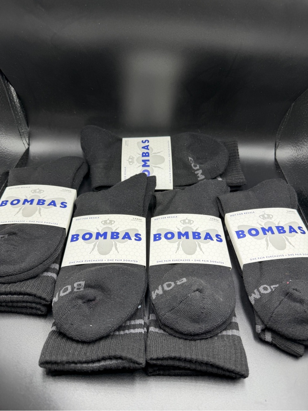 Bombas Men's Black Athletic Crew Socks - 5 Pack